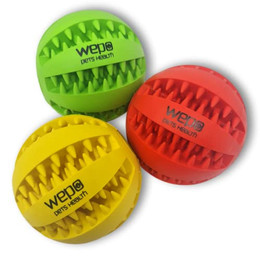 Produktbild von WEPO Zahnpflegeball Hund aus Naturkautschuk Ø 7cm - 3 Farben Set - 3 x 7 cm