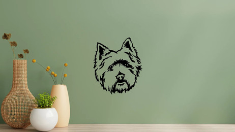 Produktbild von Westie West Highland White Terrier Kopf Wandtattoo Wandbild Wandsticker Wandaufkleber Wanddekoration