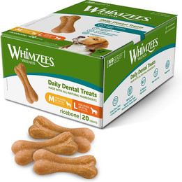 Produktbild von Whimzees by Wellness Ricebones Kauknochen Größe M/L für mittelgroße & große Hunde - 20 x 360 g