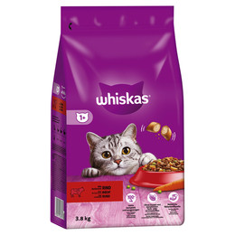 Produktbild von Whiskas 1+ Adult Katzen Trockenfutter mit Rind - 3,8 kg