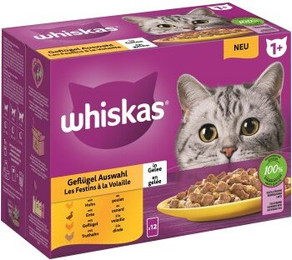 Produktbild von Whiskas 1+ Geflügel Auswahl in Gelee Katzenfutter - 12 x 85 g