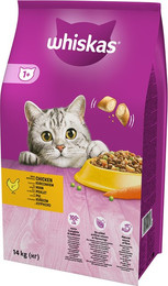 Produktbild von Whiskas 1+ Huhn Trockenfutter für Katzen - 2 x 14 kg