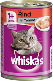 Produktbild von Whiskas 1+ Terrine 400 Gramm Katzennassfutter 24 x 400 Gramm Rind