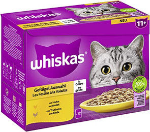 Produktbild von Whiskas 11+ Katzenfutter Geflügel Auswahl in Gelee - 12 x 85 g