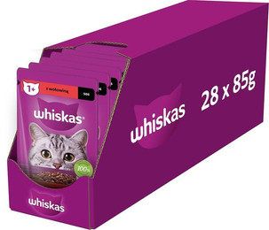 Produktbild von Whiskas Adult 1+ Katzenfutter mit Rind in Soße - 28 x 85 g