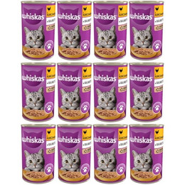 Produktbild von Whiskas Adult 1+ Katzenfutter Nassfutter mit Huhn in Gelee - 12 x 400 g