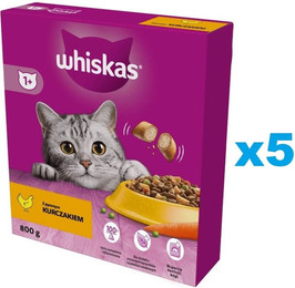 Produktbild von Whiskas Adult 1+ Trockenfutter Huhn - 5 x 800 g