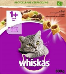 Produktbild von Whiskas Adult 1+ Trockenfutter mit Rind - 800 g