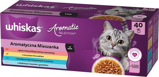 Produktbild von WHISKAS Adult Aromatic Mix Beutel 40x85g Nass-Alleinfutter für ausgewachsene Katzen in Sauce