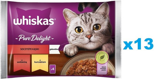 Produktbild von WHISKAS Adult Katzenfutter mit Rind und Huhn - 52 x 85 g