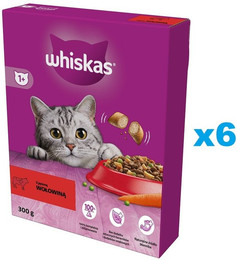 Produktbild von Whiskas Adult Katzentrockenfutter mit Rind - 6 x 300 g