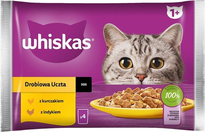 Produktbild von WHISKAS Adult Nassfutter für Katzen mit Huhn und Truthahn in Sauce - 52 x 85 g
