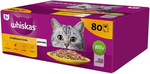 Produktbild von WHISKAS Adult Nassfutter mit Geflügel in Gelee - 80 x 85 g