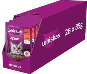 Produktbild von WHISKAS Adult Nassfutter mit Rind und Geflügel in Gelee - 28 x 85 g