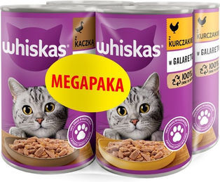 Produktbild von WHISKAS Adult Nassfutter MIx Geschmacks mit Huhn und Ente in Gelee 4x400 g für erwachsene Katzen