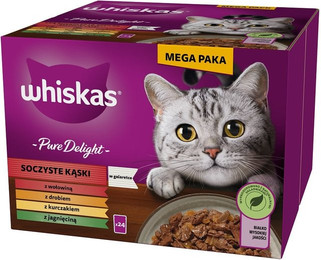 Produktbild von WHISKAS Adult Pure Delight in Gelee mit Rind, Huhn, Lamm und Geflügel - 24 x 85 g