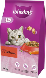 Produktbild von WHISKAS Adult Trockenfutter mit Rindfleisch für Katzen - 2 x 1,4 kg