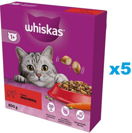 Produktbild von Whiskas Adult Trockenfutter Rind für Katzen - 5 x 800 g