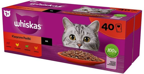 Produktbild von Whiskas Classic Meals Nassfutter für ausgewachsene Katzen in Sauce - 40 x 85 g
