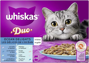 Produktbild von Whiskas Duo Ocean Delights Nassfutter in Gelee - 12 x 85 g