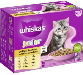 Produktbild von Whiskas Junior Katzenfutter Geflügelauswahl in Gelee - 12 x 85 g