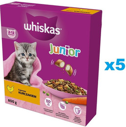 Produktbild von Whiskas Junior Trockenfutter mit Huhn für Kätzchen - 5 x 800 g
