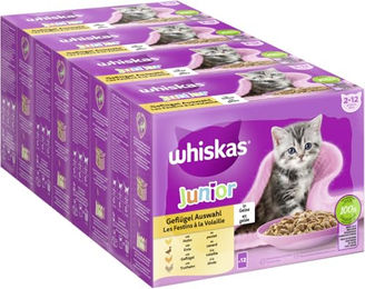Produktbild von Whiskas Katzen Nassfutter Portionsbeutel in Gelee Multipack Junior Geflügel 4 x 12 x 85 g