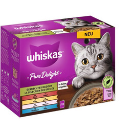 Produktbild von Whiskas Katzenfutter Pure Delight Gemischte Auswahl in Gelee - 48 x 85 g