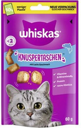 Produktbild von Whiskas Knuspertaschen Lachs Katzenleckerlis - 6 x 60 g