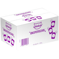 Produktbild von Whiskas Knuspertaschen Mixkarton - 3 Varianten: Huhn & Käse, Rind, Lachs (18 x 60 g)