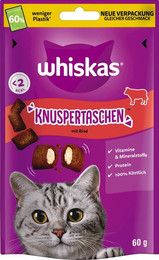 Produktbild von Whiskas Knuspertaschen Rind - 6 x 60 g