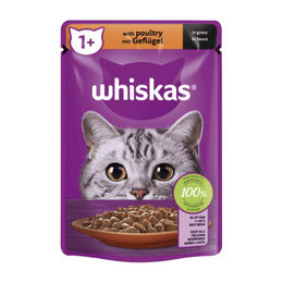 Produktbild von WHISKAS® Portionsbeutel 1+ mit Geflügel in Sauce - 28 x 85 g