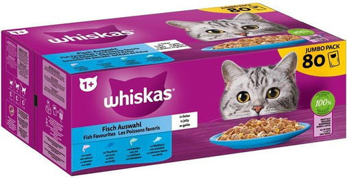 Produktbild von Whiskas Pouch 1+ Fisch in Gelee - 80 x 85 g