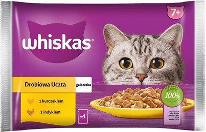 Produktbild von Whiskas Senior 7+ Nassfutter für Katzen in Gelee mit Huhn und Truthahn - 52 x 85 g