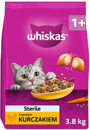 Produktbild von WHISKAS Steril Trockenfutter mit Huhn für Katzen 3,8 kg