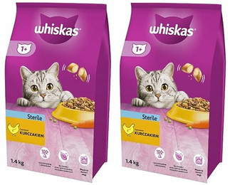 Produktbild von WHISKAS Sterile Trockenfutter mit Huhn für kastrierte Katzen - 6 x 1,4 kg