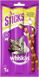 Produktbild von Whiskas Sticks Huhn 6er 36g Katzensnack Huhn Sparpaket 14 x 36g