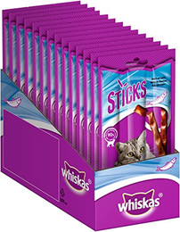 Produktbild von WHISKAS Sticks Reich an Lachs Katzensnack - 14 x 36 g