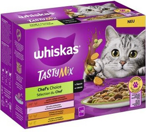 Produktbild von Whiskas Tasty Mix Chef's Choice Katzenfutter nass in Sauce - 12 x 85 g