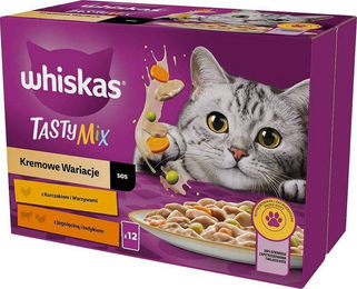 Produktbild von WHISKAS Tasty Mix Cremige Variationen mit Huhn, Lamm und Pute in Sauce - 12 x 85 g