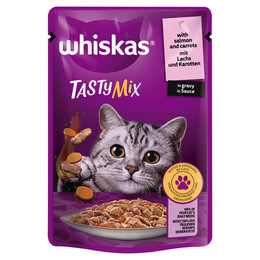 Produktbild von Whiskas Tasty Mix in Sauce mit Lachs und Karotten - 28 x 85 g