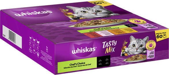 Produktbild von WHISKAS TASTY MIX Portionsbeutel Multipack Special Pack in Sauce - 60 x 85 g