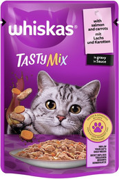 Produktbild von Whiskas  TastyMix in Sauce 85 Gramm Katzennassfutter 28 x 85 Gramm Lachs mit Karotte