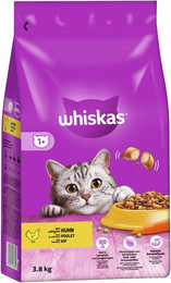 Produktbild von Whiskas Trocken 1+ mit Huhn Katzentrockenfutter 2 x 3,8 Kilogramm