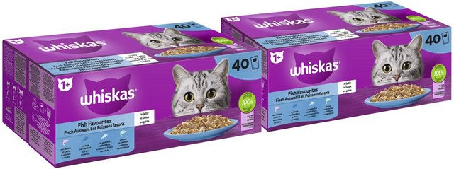 Whiskas WHISKAS® Katzenfutter Nassfutter Fisch Auswahl in Gelee 2 x 40 x 85g, Nassfutter für: Katze – Bild 1 von 5