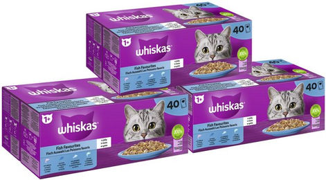 Whiskas WHISKAS® Katzenfutter Nassfutter Fisch Auswahl in Gelee 3 x 40 x 85g, Nassfutter für: Katze – Bild 1 von 5