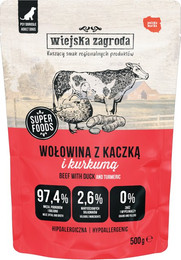 Produktbild von Wiejska Zagroda Dog Pouches 500 g - Rindfleisch mit Ente