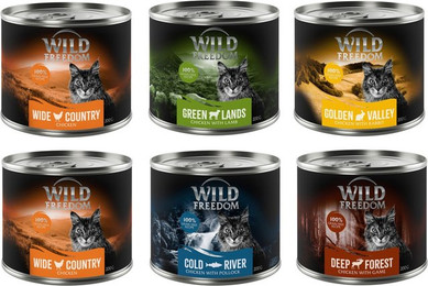 Produktbild von Wild Freedom Adult Mixpaket 1 (Huhn, Seelachs, Lamm, Kaninchen, Wild) - 6 x 200 g