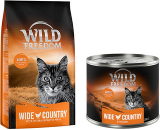 Produktbild von Wild Freedom Kombi-Paket: Adult Nassfutter + "Wide Country" Trockenfutter - 24 x 200 g Wide Country: Huhn pur + 2 x 2 kg Geflügel