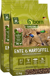 Produktbild von Wildborn Ente & Kartoffel Premium Hundefutter - 2 x 12 kg
